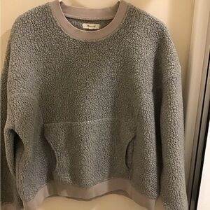 Madewell Gray Sherpa Crew Neck Sweater
